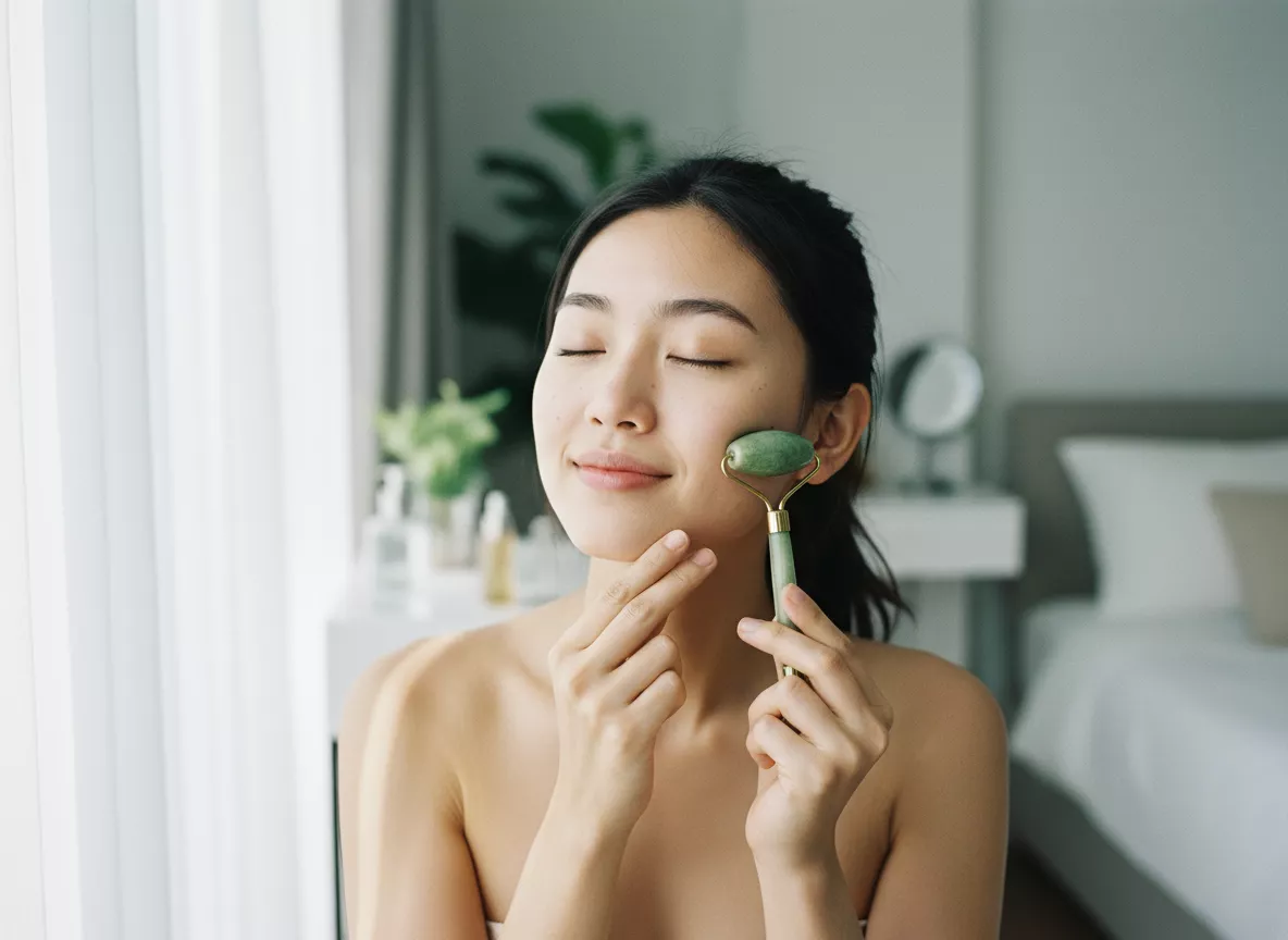การใช้ face roller ที่ทำจากหยกหรือโรสควอตซ์จะช่วยเพิ่มประสิทธิภาพของการนวด