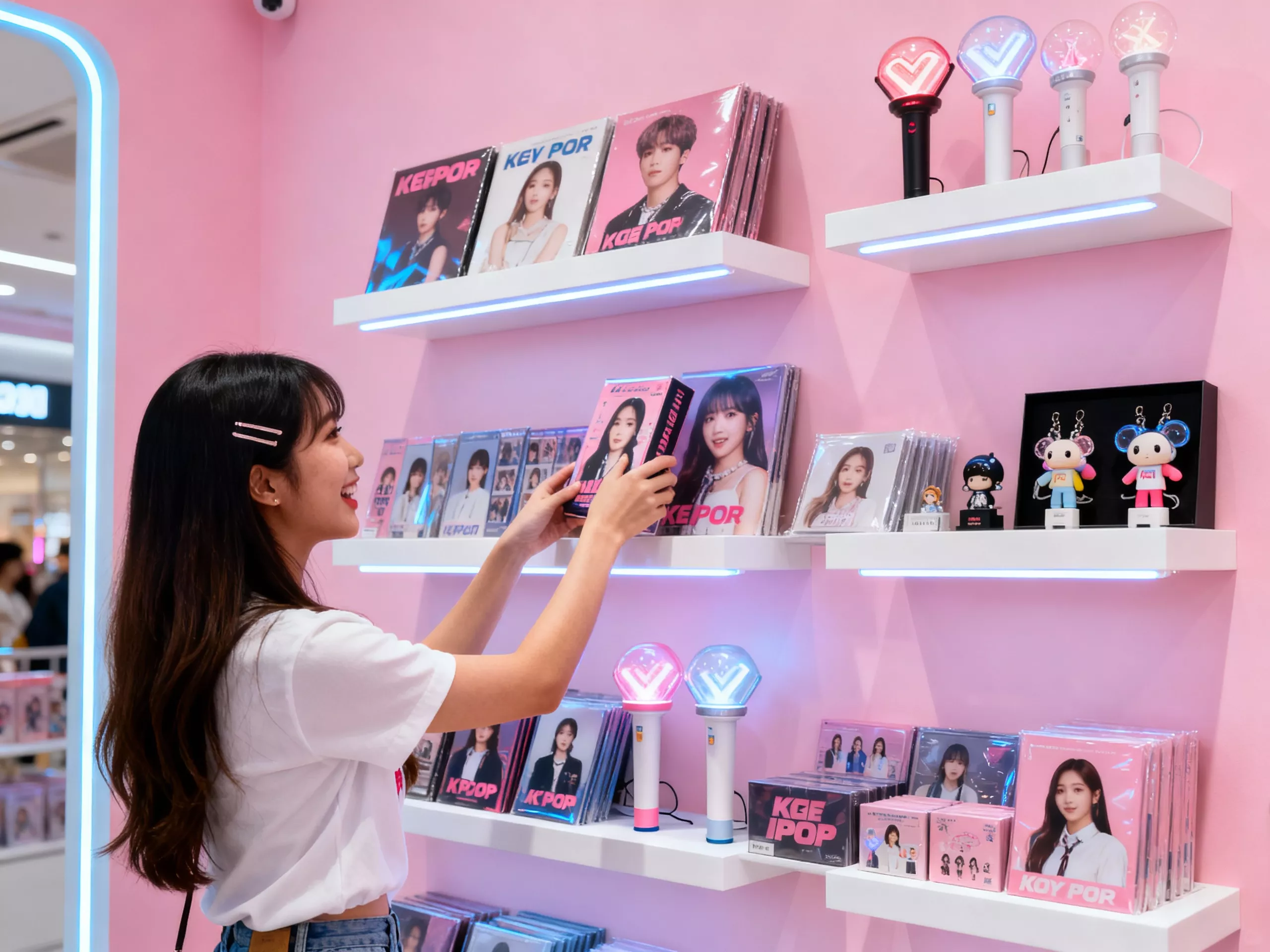 สินค้า K-pop merchandise จัดแสดงอย่างน่าสนใจ